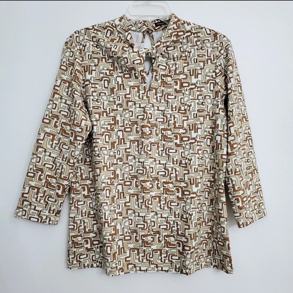 J. Mclaughlin Twist Neck Catalina Cloth 3/4 Sleeve Women's Top Size M